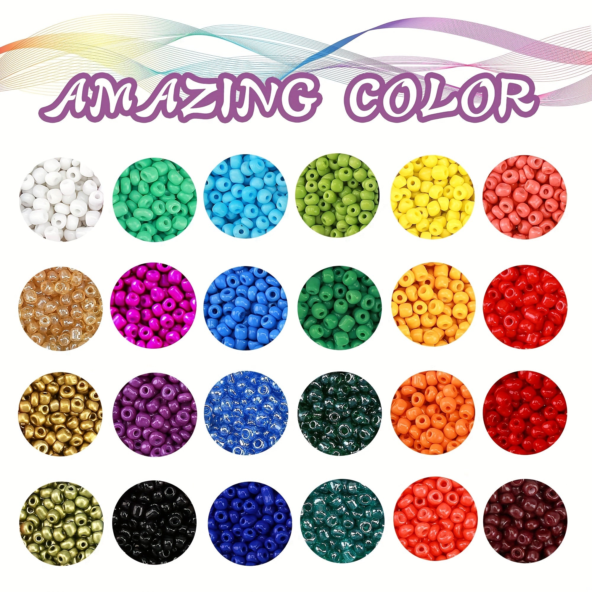 18000pcs 2mm 24 Colors Glass Seed Beads Jewelry Making DIY Supplies