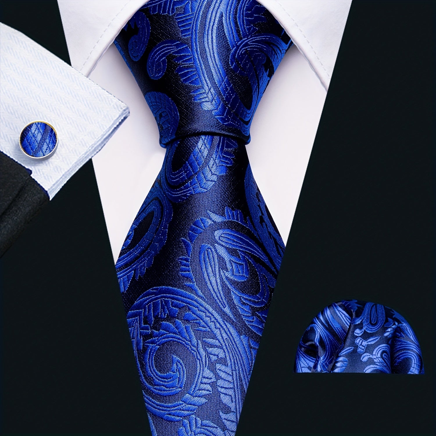 Barry Wang Classic Neckties For Men Royal Paisley Plaid Striped Tie Set