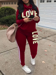 Women's Plus Size Letter Print Top & Pants Two Piece Set