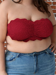Sexy Tube Bra Lace Trim Ruched Bandeau Bra