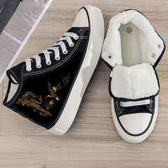 Golden Dragon Plush Lined Thermal Canvas Sneakers
