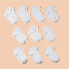 10 Pairs Kids Plain Breathable Short Socks