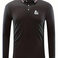 Dragon Pattern Men's Custom Fit Long Sleeve Polo Shirt