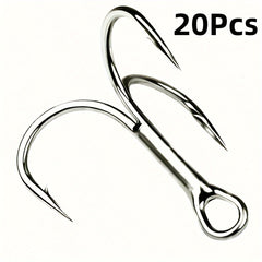 20pcs Outdoor Fishing Treble Hook Three claw Hook Silvery With Barbs
