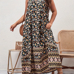Boho Plus Ditsy Floral Maxi Cami Dress