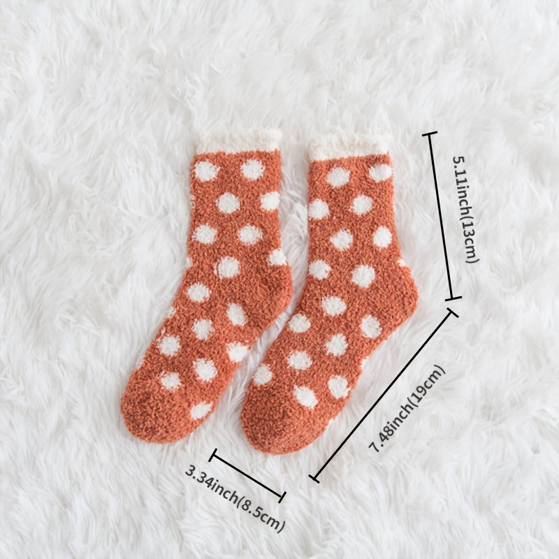 Polka Dot Fuzzy Socks Warm Mid Tube Women's Stockings