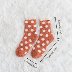 Polka Dot Fuzzy Socks Warm Mid Tube Women's Stockings