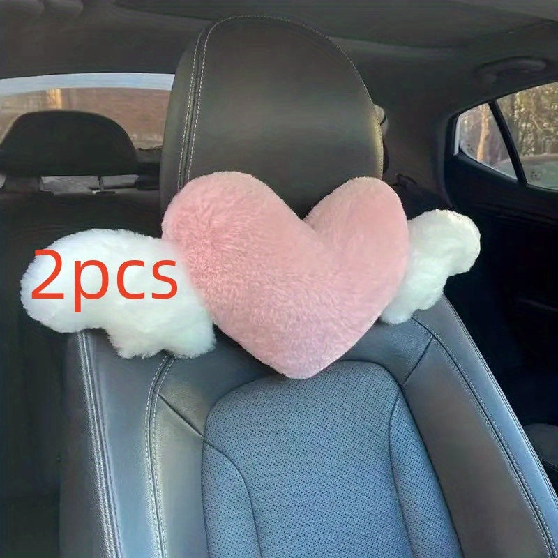 2pcs Cartoon Car Headrest & Back Pillow for Women