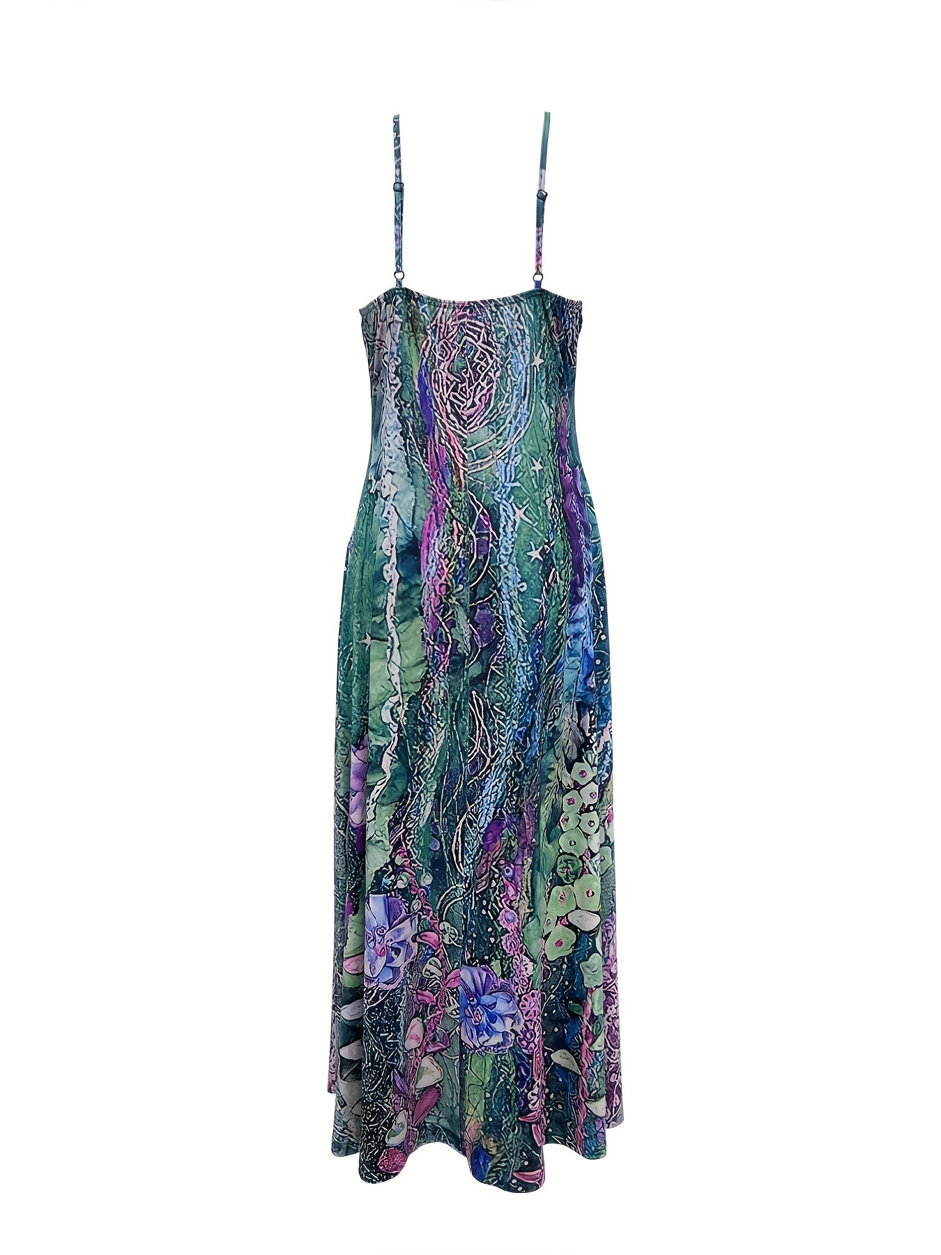 Floral Print Halter Maxi Dress Sleeveless Casual Dress