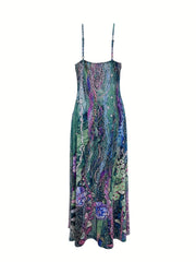 Floral Print Halter Maxi Dress Sleeveless Casual Dress
