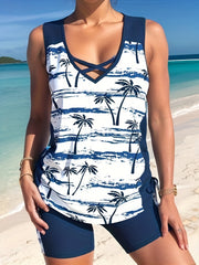Coconut Tree Print Tankini Set