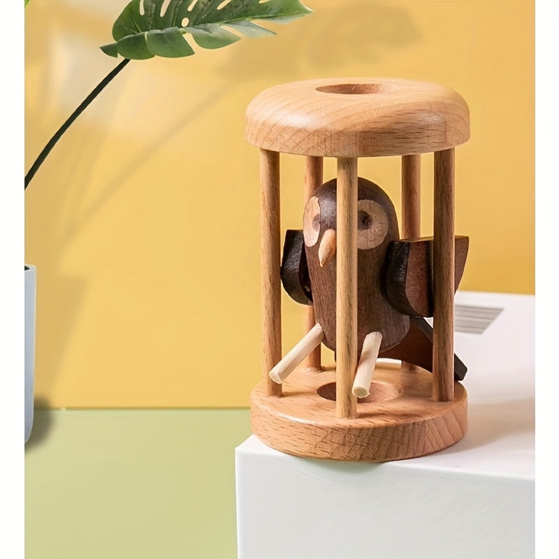 Wooden Owl Puzzle Lock Ten Level Difficult Portable Escape Room