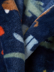 Kid's Crocodile Pattern Hooded Flannel Bathrobe PJ for Autumn Winter