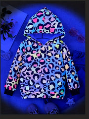 Luminous Gradient Leopard Print Hooded Sweatshirt for Party