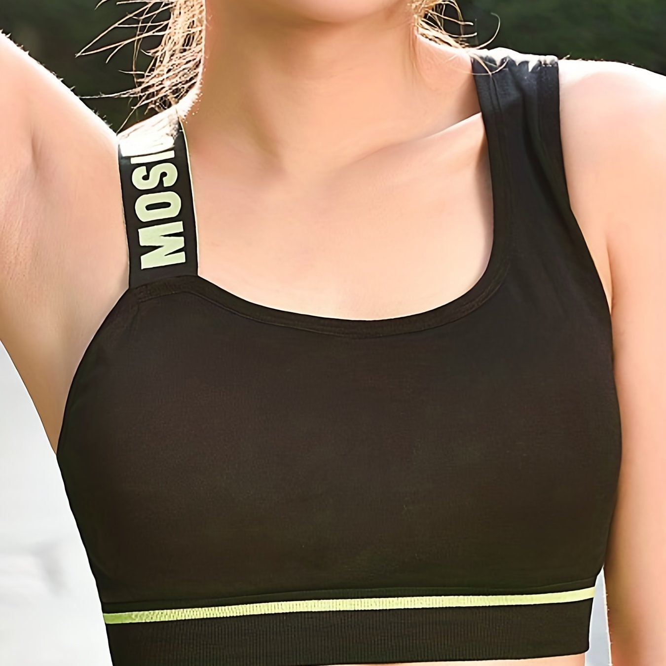 Letter Print Sports Bra Hollow Out Running Workout Tank Bra Women's Lingerie