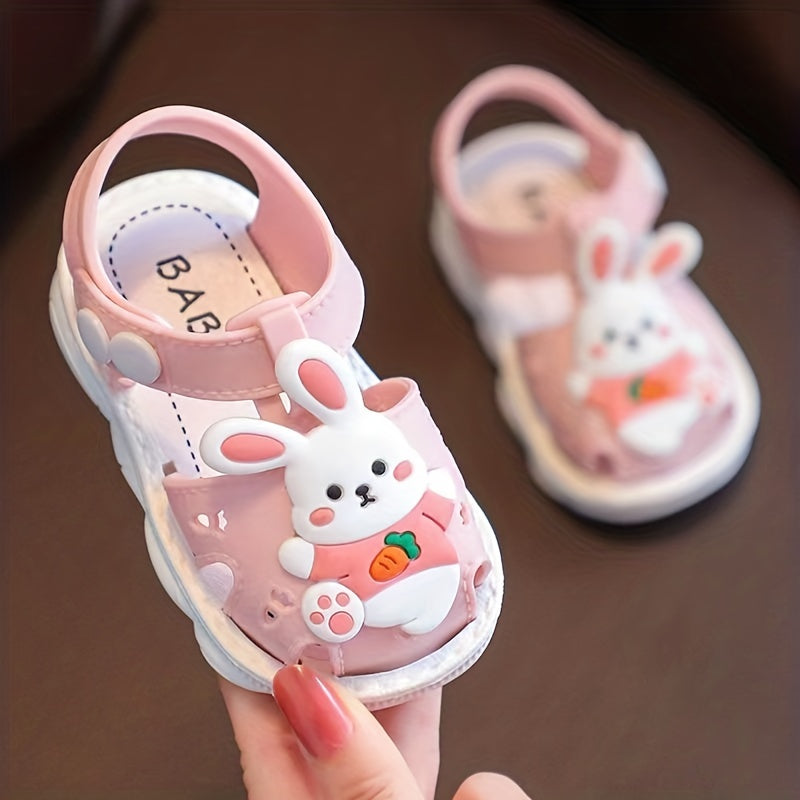 Cartoon Rabbit Hook And Loop Sandals Lightweight Non Slip Comfy Walking Shoes