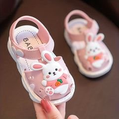 Cartoon Rabbit Hook And Loop Sandals Lightweight Non Slip Comfy Walking Shoes