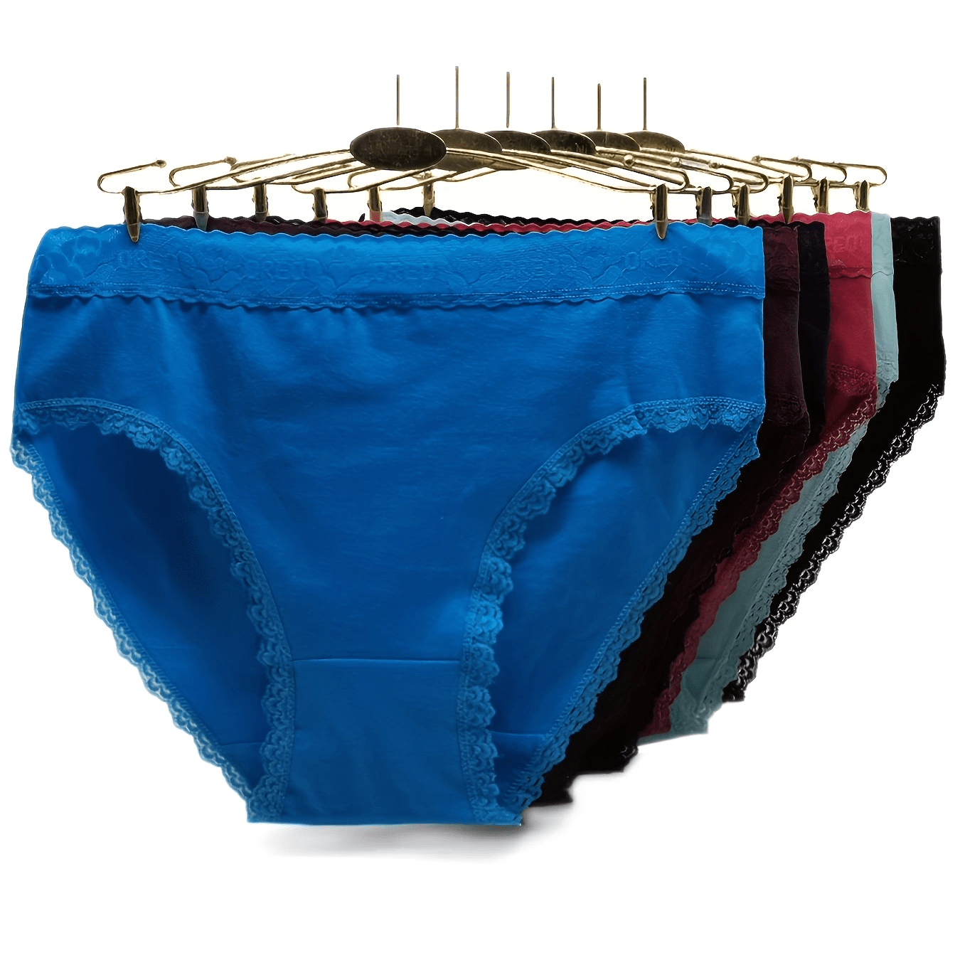 6pcs Lace Stitching Briefs Comfy Breathable Intimates Panties