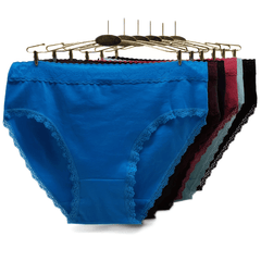 6pcs Lace Stitching Briefs Comfy Breathable Intimates Panties
