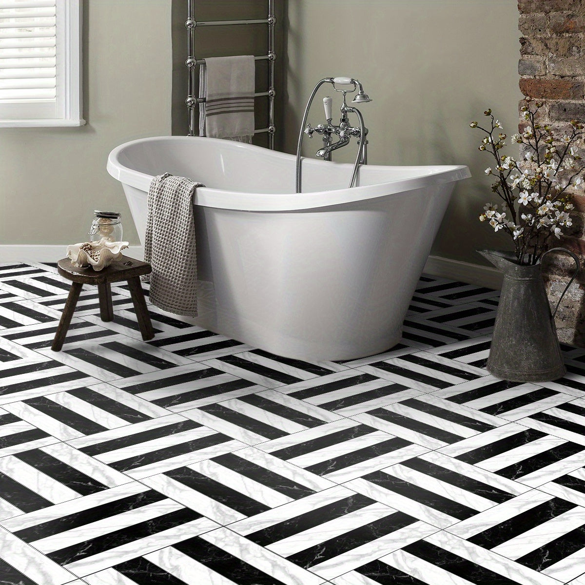 9pcs Marble & Floor Tile Sticker Waterproof PVC Wall Sticker