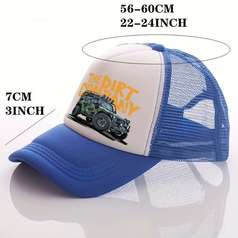 Men's Car Print Peaked Cap for Street Sun Protection