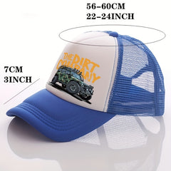 Men's Car Print Peaked Cap for Street Sun Protection