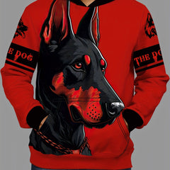 Mens 3D Print Dog Hoodie with Kangaroo Pocket
