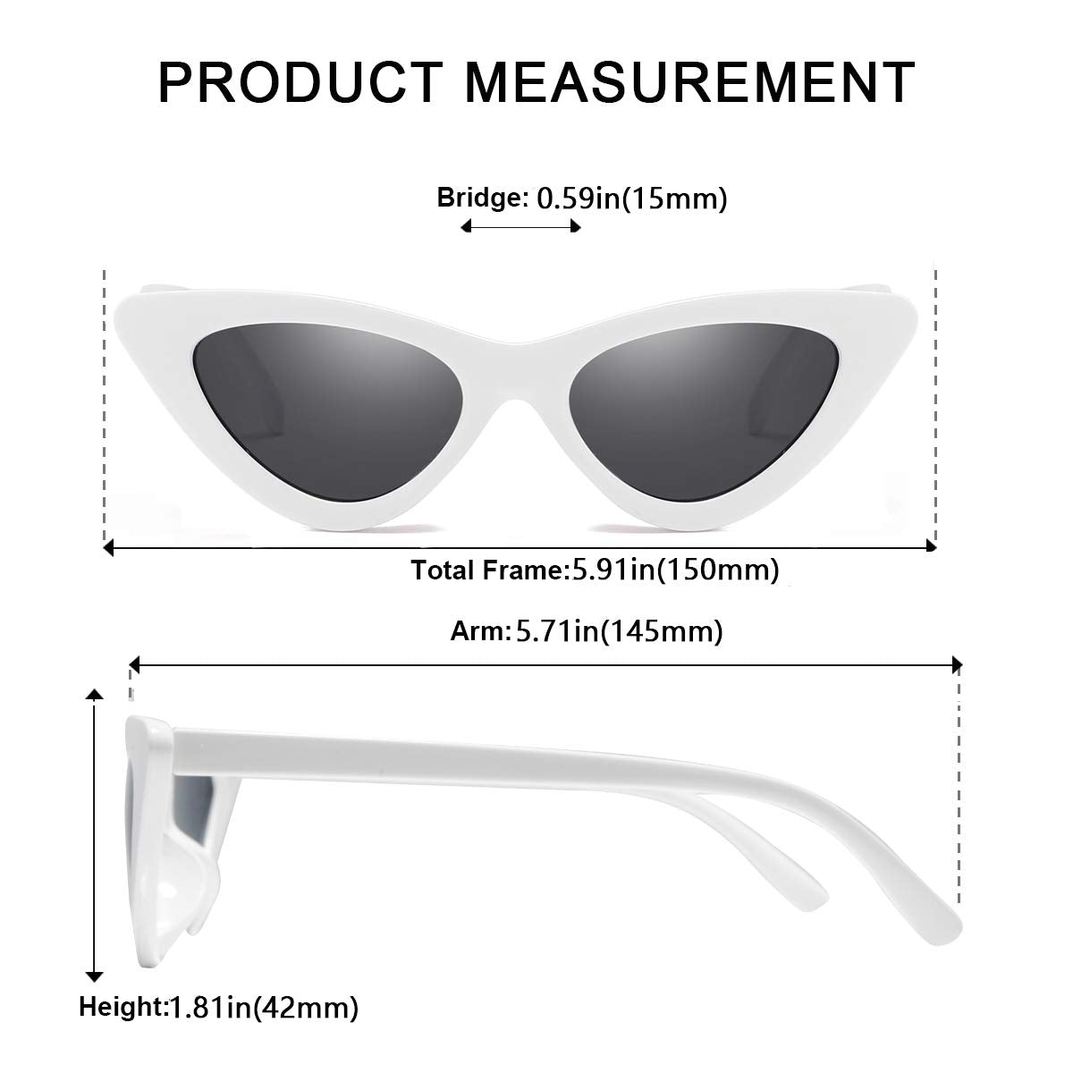 Vintage Narrow Cat Eye Sunglasses For Women