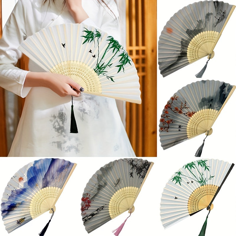 Chinese Style Folding Fan Vintage Painted Fan Dance Accessories