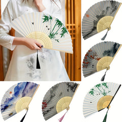 Chinese Style Folding Fan Vintage Painted Fan Dance Accessories