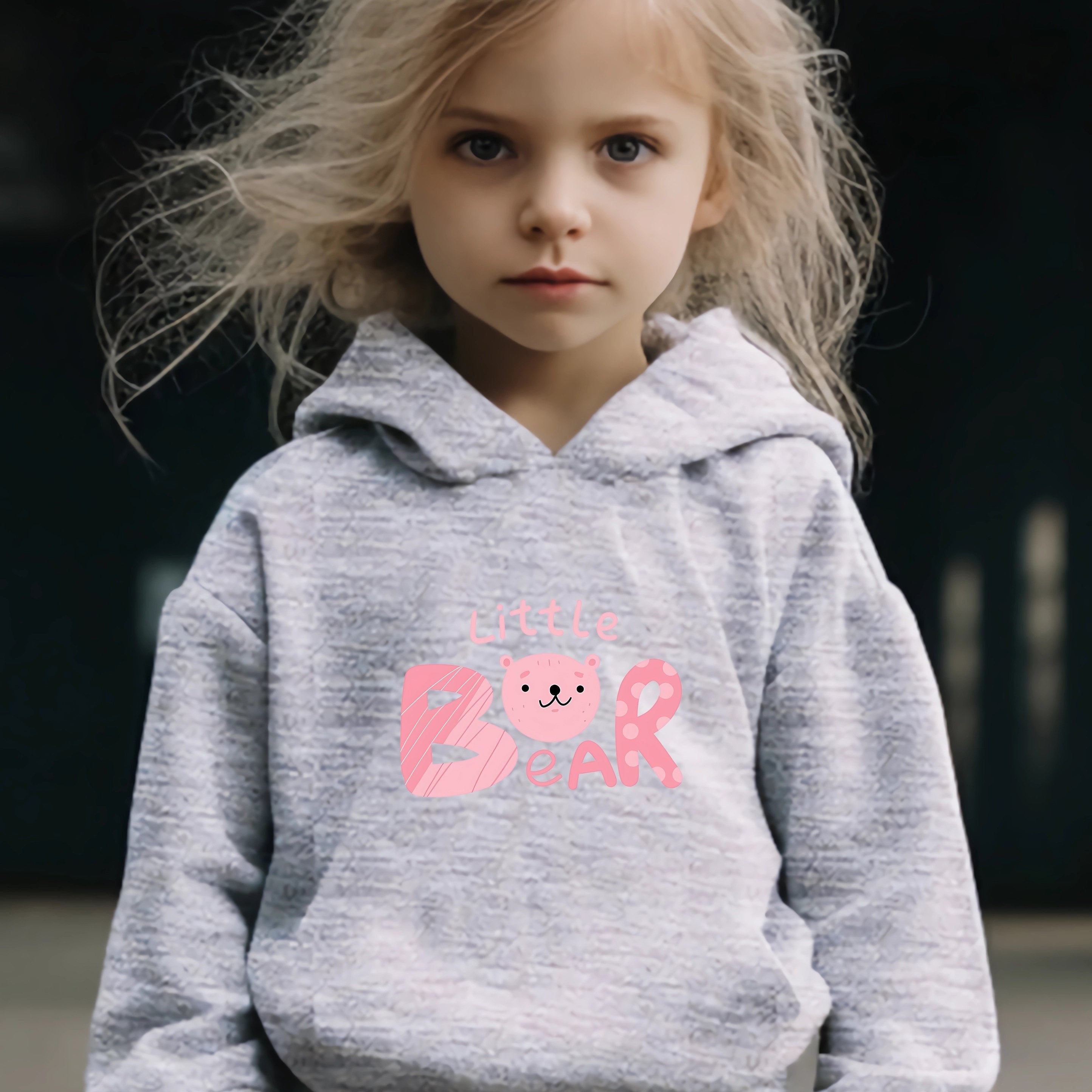 2pcs Bear Print Outfits Girls Hoodies Jogger Pants Set For Girls