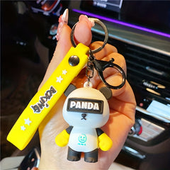 Boxing Panda Keychain Small Doll Bag Backpack Car Key Pendant Birthday Gift