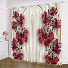 3D Crystal Red Rose Curtain with Carabiner - 50 Shades Noble Rose D