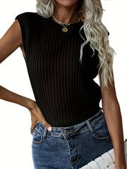 Summer Knitted Crew Neck Tank Top for Women