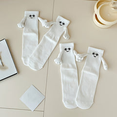 2 Pairs Teen Unisex Magnetic Holding Hands Crew Socks Winter
