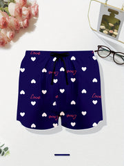 3 Pack Plus Size Preppy Sleepwear Bottoms Set Women's Plus Heart & Letter Print