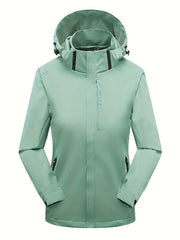 Rainproof Detachable Outdoor Jacket Zipper Pockets Hooded Jacket
