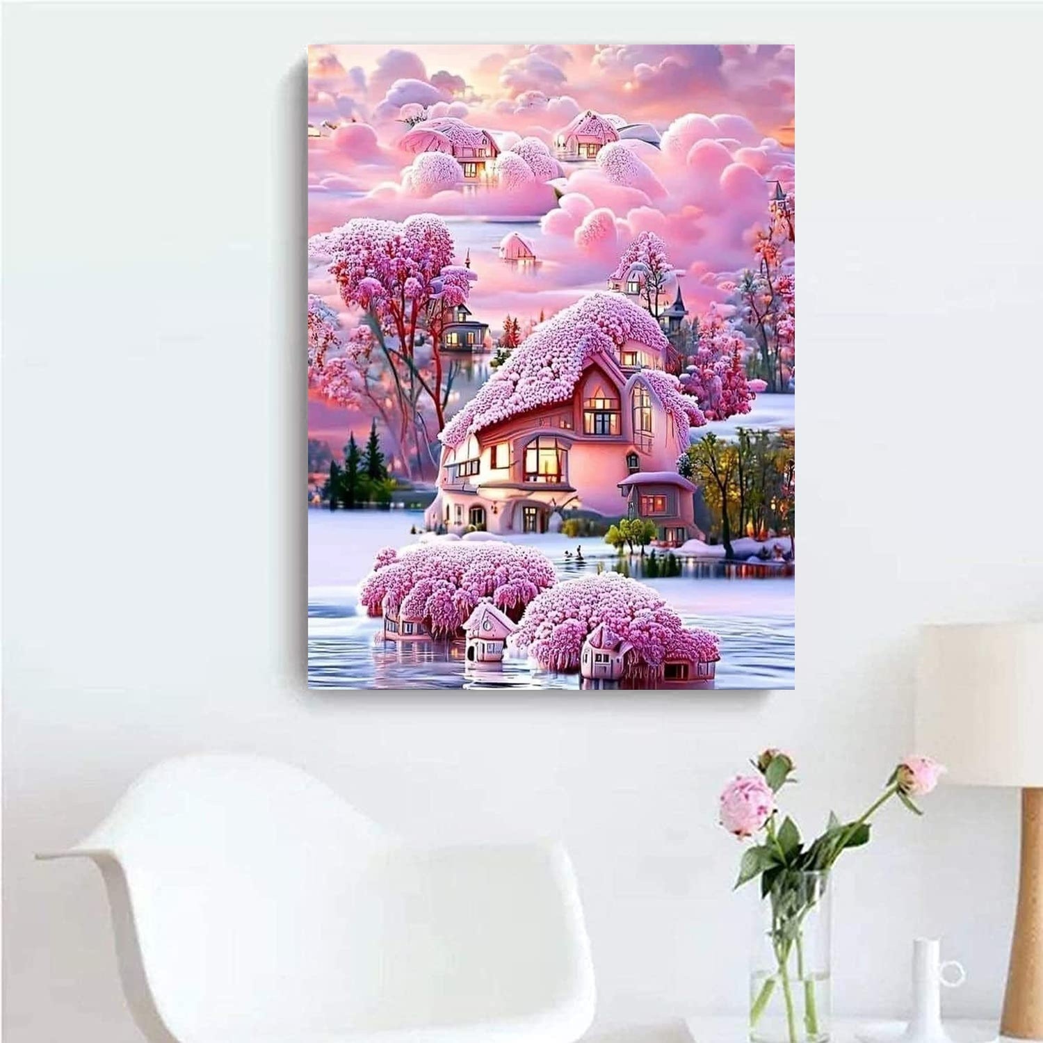 Pink Castle Canvas Painting - Magical Home Decor