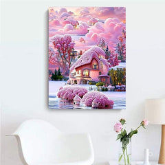 Pink Castle Canvas Painting - Magical Home Decor