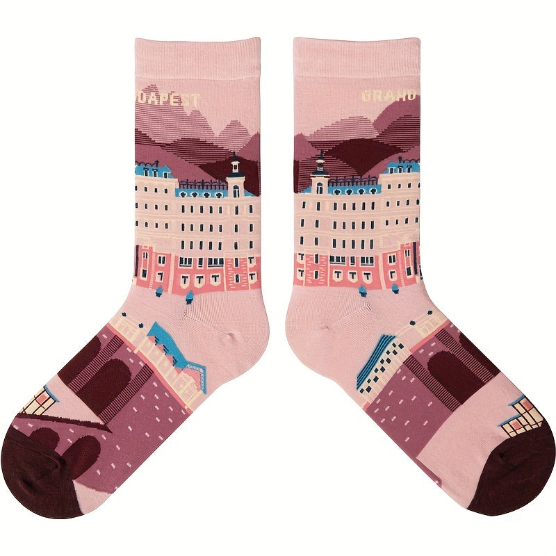 Illustration Print Socks Funny Mid Tube Women's Stockings