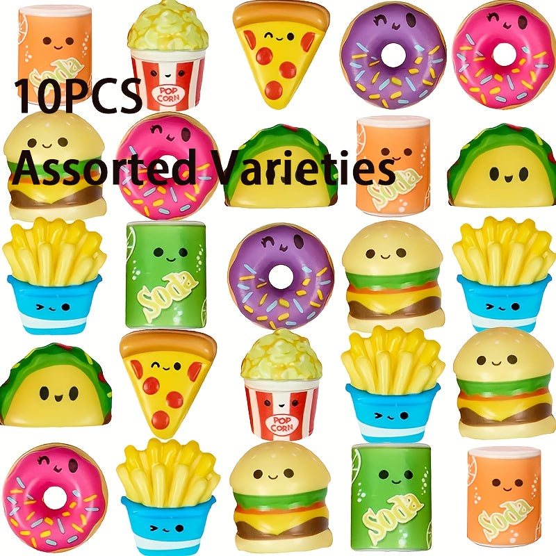 Fast Food Squeeze Toys Set - Kids Party Gift - Burger Donut Pizza - 10-20pcs