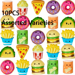 Fast Food Squeeze Toys Set - Kids Party Gift - Burger Donut Pizza - 10-20pcs