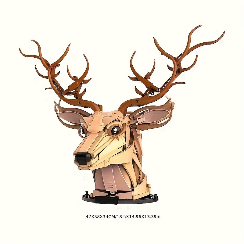 1072pcs DIY Deer Head Building Blocks Creative Animal Models Home Decor Pendants