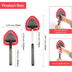 Car Window Cleaner with Long Reach Handle and Reusable Cloth