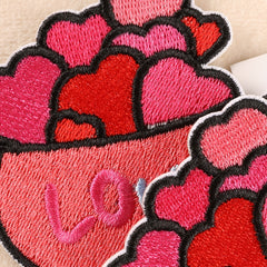 2pcs Heart Iron On Patches Sew On Embroidered Applique Patch DIY For Clothing