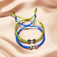 Handwoven Dumbbell Bracelet Alloy Barbell Bracelet