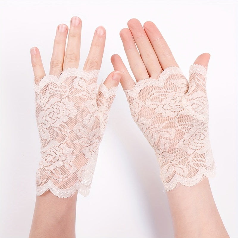 Women's Lace Wedding Gloves UV Protection Short Decoration Gloves