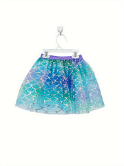 Girls Fish Scale Print Tutu Skirt for Summer Party