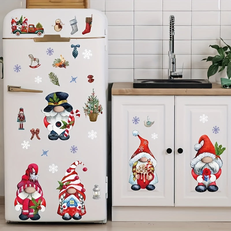 Christmas Window Clings Gnome Snowflake Stickers for Glass Windows
