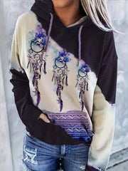 Graphic Print Kangaroo Pocket Hoodie Casual Long Sleeve Drawstring Hoodies